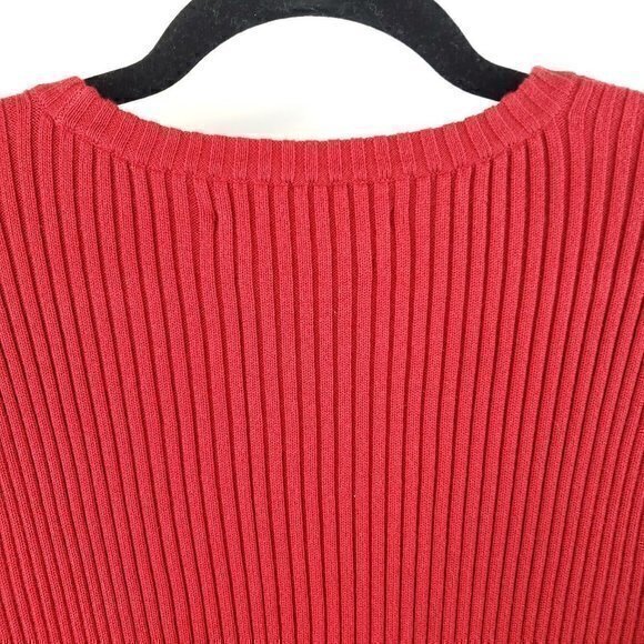 Vintage Y2K Tommy Hilfiger Logo Red Ribbed Long Sleeve 100% Cotton Sweat… - Picture 10 of 16